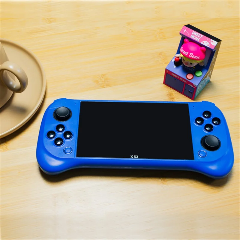X53 5.1 Inch IPS HD Screen Handheld Game Console Retro Arcad Gaming Controller Support TV Output - Blue
