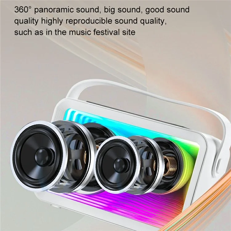 Y15 Enceinte karaoké Bluetooth miniature RGB extérieure avec 2 microphones - Blanc