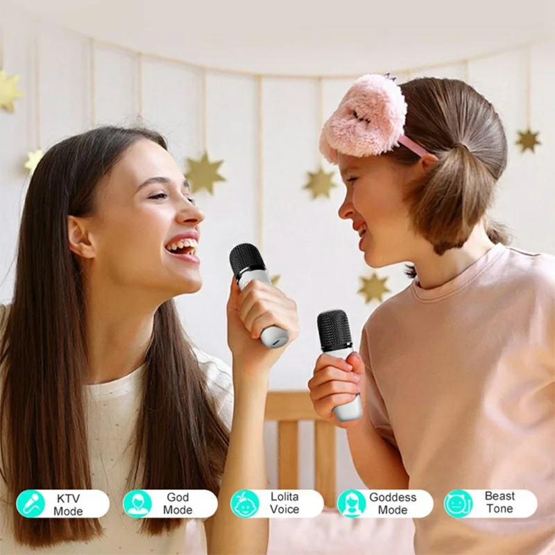 Y15 Enceinte karaoké Bluetooth miniature RGB extérieure avec 2 microphones - Blanc