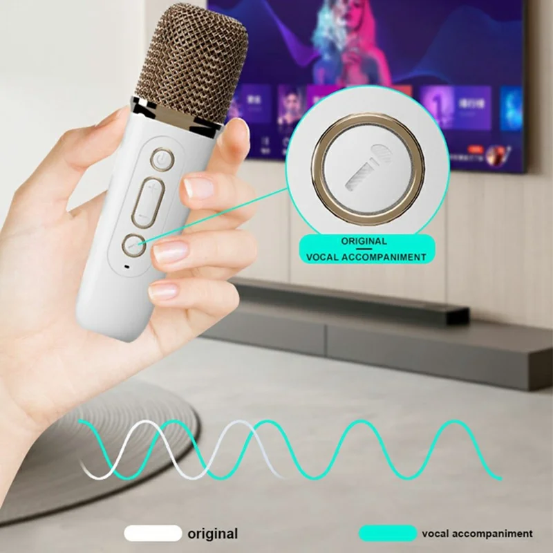 Y15 Enceinte karaoké Bluetooth miniature RGB extérieure avec 2 microphones - Blanc