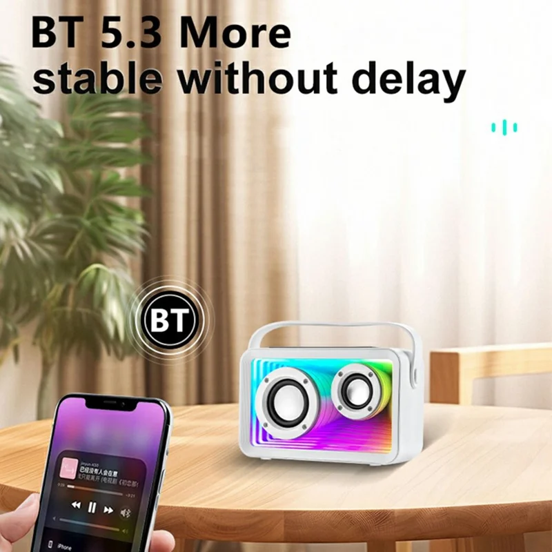 Y15 RGB Lighting Outdoor Mini Bluetooth-compatible Karaoke Speaker with 2 Microphones - Pink