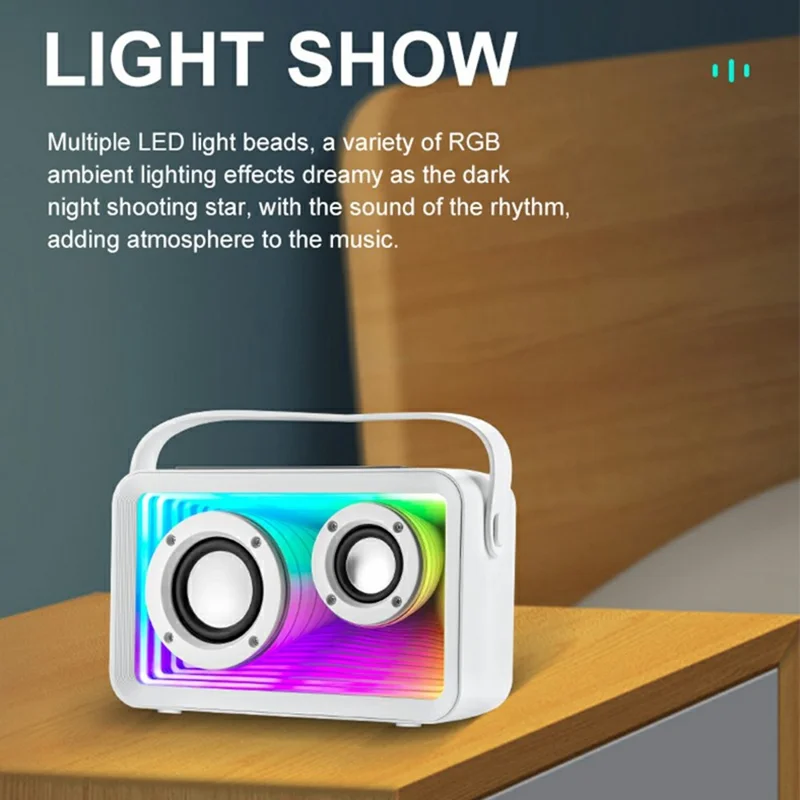 Y15 RGB Lighting Outdoor Mini Bluetooth-compatible Karaoke Speaker with 2 Microphones - Pink