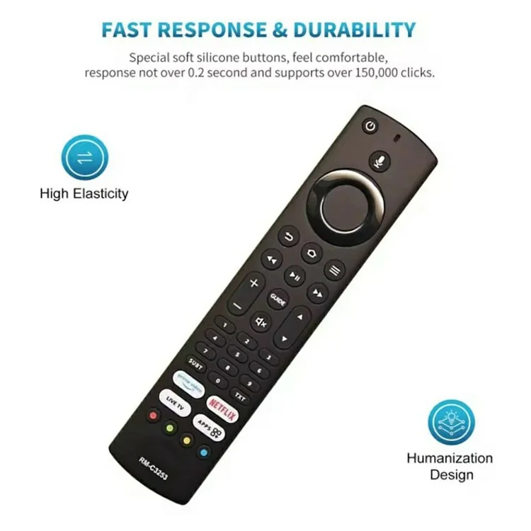 RM-C3253 Sprachgesteuerter Ersatz-Fernbedienung für JVC Fernseher – Ergonomischer Fernsehcontroller