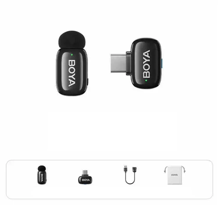 BOYA Mini-07 Wireless Lavalier Microphone Recording Interviewing Vlogging Mic with USB-C Receiver
