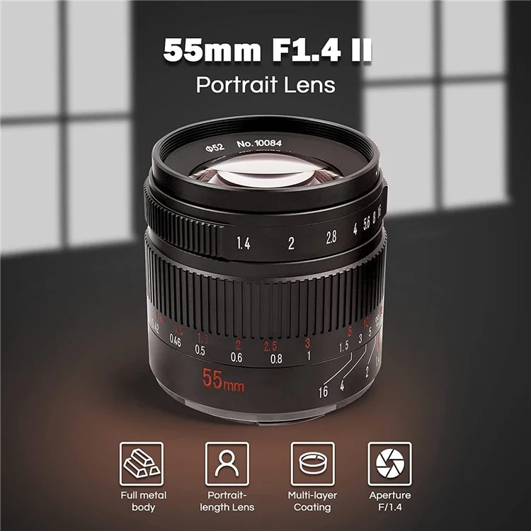 7ARTISANS 55mm F1.4 II V2.0 Manual Focus Camera Portrait Lens for Sony E-Mount / Fuji X-Mount / Nikon Z-Mount / M4/3-Mount Mirrorless Cameras