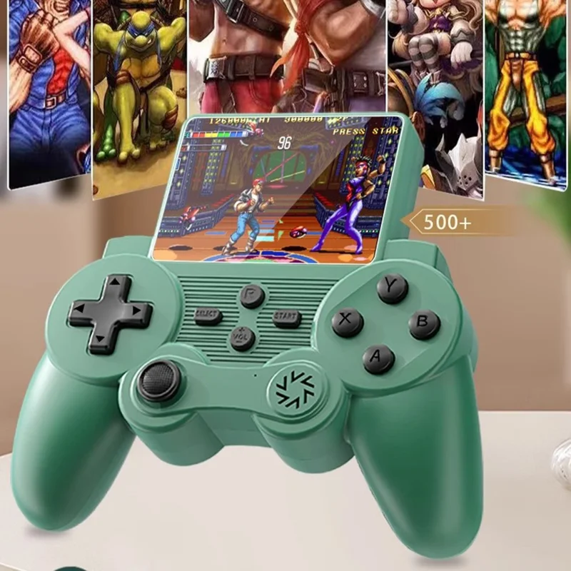 Q20 Handheld Game Console Retro Mini Arcade Machine with Game Card Slot, Dual Controllers - Green