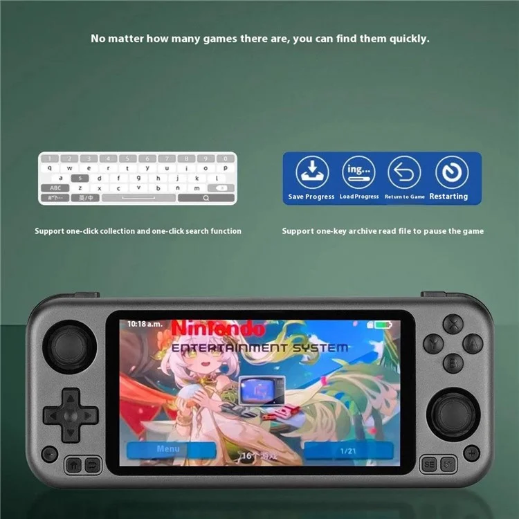 R50PRO 5,0-Zoll-HD-Bildschirm Retro-Spielekonsole Android-System Handheld-Gamepad mit 64-GB-TF-Karte - Titangrau