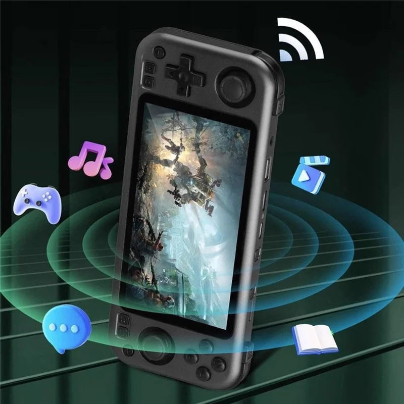 R50PRO 5,0-Zoll-HD-Bildschirm Retro-Spielekonsole Android-System Handheld-Gamepad mit 64-GB-TF-Karte - Titangrau