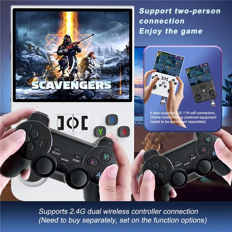 R36 PRO 64G Console de jeu portable rétro avec écran de 3,5 pouces et machine d'arcade portable - Blanc