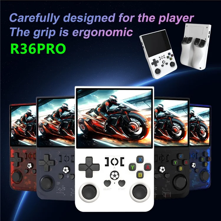 R36 PRO 64G Console de jeu portable rétro avec écran de 3,5 pouces et machine d'arcade portable - Blanc