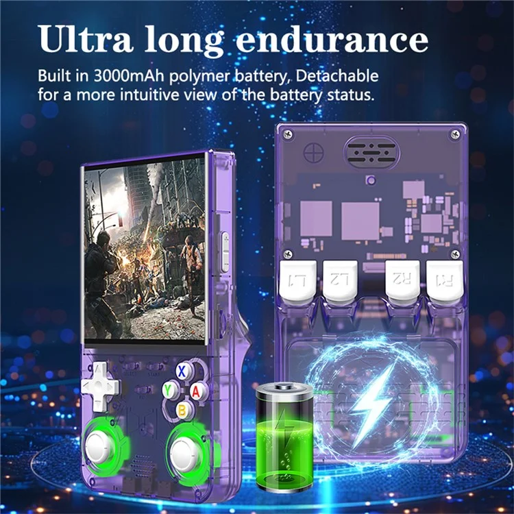 Consola portátil de juegos R36 Ultra de 64GB, pantalla HD de 5,1 pulgadas, multiemuladór, máquina de juegos portátil - Morado