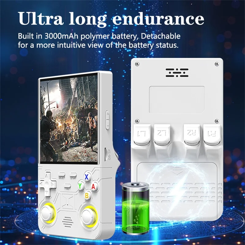 R36 Ultra 64GB Retro 5.1 Inch HD Screen Handheld Gaming Console Multi Emulator Portable Game Machine - White