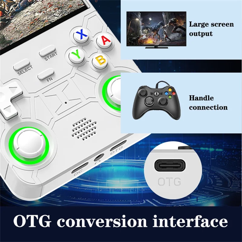 R36 Ultra 128GB Retro 5.1 Inch HD Screen Handheld Gaming Console Multi Emulator Portable Game Machine - White
