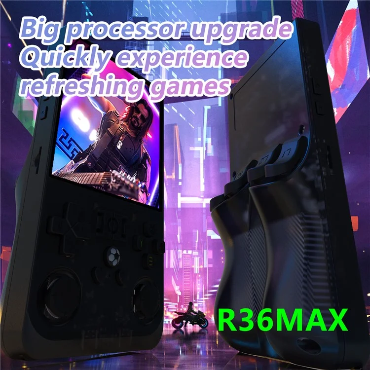 R36 MAX 64ГБ 4,0 дюйма Карманная игровая консоль Портативная ретро-аркадная игровая машина - Прозрачный черный