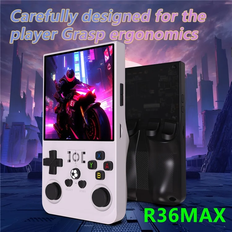 R36 MAX 64GB 4.0 Inch Handheld Game Console Portable Retro Arcade Gaming Machine - White
