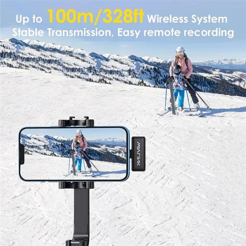 WAVLINK 608C Pour iPhone / iPad Microphone Lavalier sans fil à Double Clip avec Récepteur pour Enregistrement Vidéo
