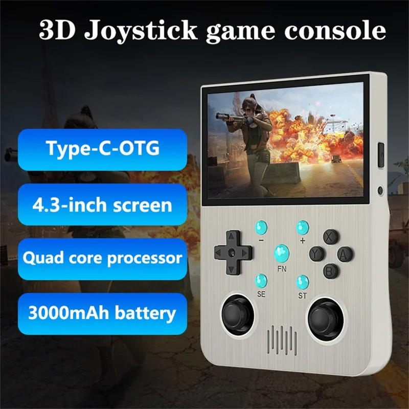 Игровая консоль G30 4,3 дюйма с ретро-аркадной системой, мультиэмулятор с 64-гигабайтной картой - Черная