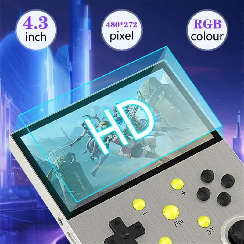 Игровая консоль G30 4,3 дюйма с ретро-аркадной системой, мультиэмулятор с 64-гигабайтной картой - Черная