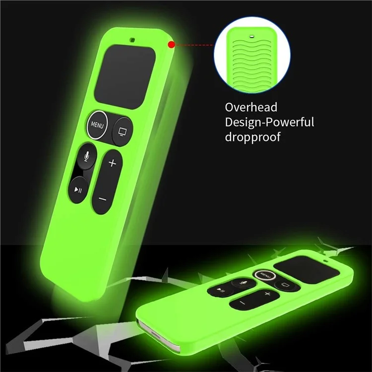 Funda protectora de silicona suave anti-caída para el control remoto de Apple TV 4K 4th/5th - Verde Luminoso