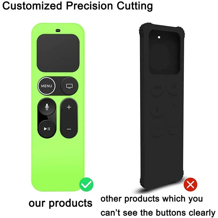 Funda protectora de silicona suave anti-caída para el control remoto de Apple TV 4K 4th/5th - Verde Luminoso
