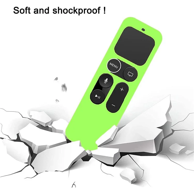 Funda protectora de silicona suave anti-caída para el control remoto de Apple TV 4K 4th/5th - Verde Luminoso