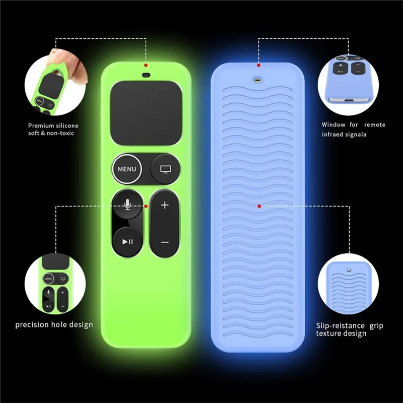 Y10 Soft Silicone Anti-drop Remote Controller Protective Case Cover for Apple TV 4K 4th/5th - Luminous Blue