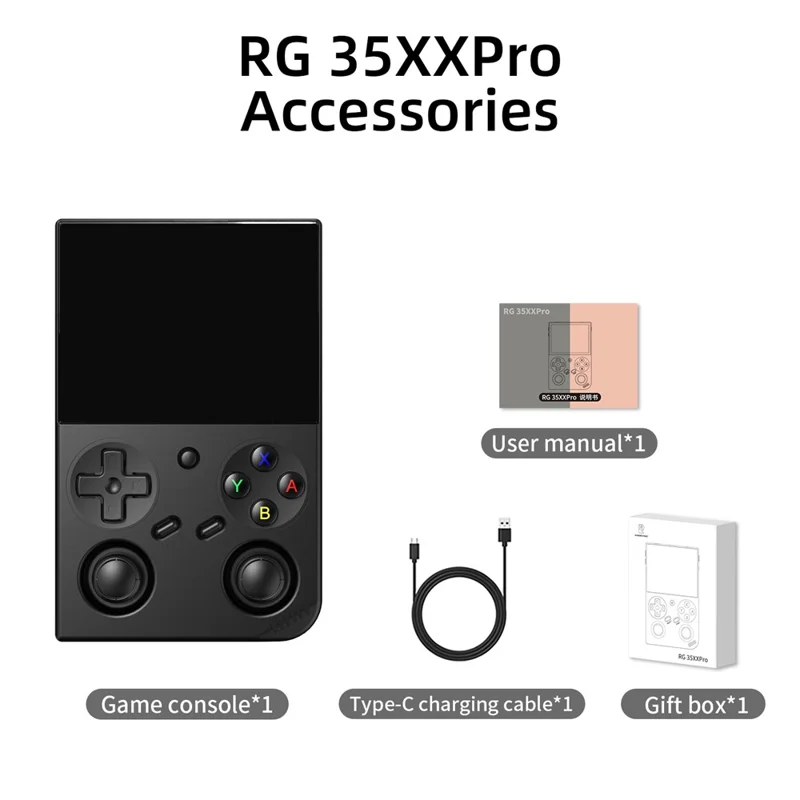 ANBERNIC RG35XX Pro 64GB Draagbare Gameconsole met WiFi, Ondersteuning voor Draadloze Controller en HD TV-aansluiting - Zwart