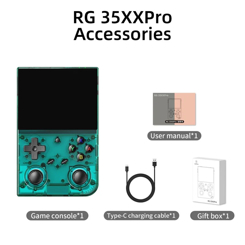 ANBERNIC RG35XX Pro 64+256G Портативная игровая консоль с Wi-Fi, беспроводным контроллером и поддержкой подключения к HD-телевизору - Прозрачный бирюзовый