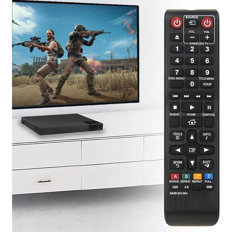 AK59-00149A Controle Remoto com Pilha para Reprodutor de Blu-Ray DVD Samsung, Controle Sem Fio por Infravermelho