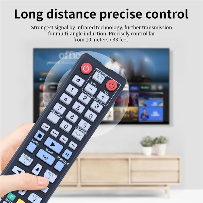Controle Remoto para Reprodutor de Blu-Ray da Samsung AK59-00177A, Alimentado por Bateria, Controle Sem Fio por Infravermelho