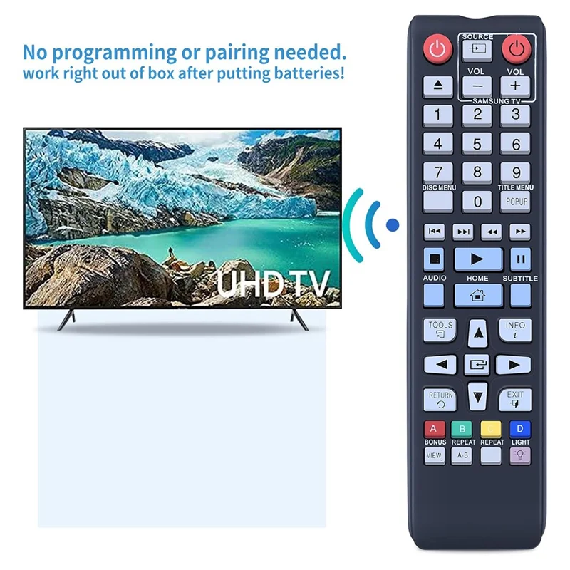 Controle Remoto para Reprodutor de Blu-Ray da Samsung AK59-00177A, Alimentado por Bateria, Controle Sem Fio por Infravermelho