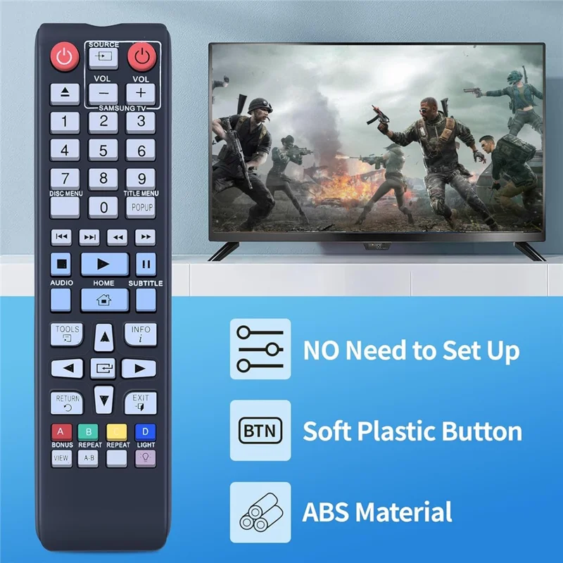 Controle Remoto para Reprodutor de Blu-Ray da Samsung AK59-00177A, Alimentado por Bateria, Controle Sem Fio por Infravermelho