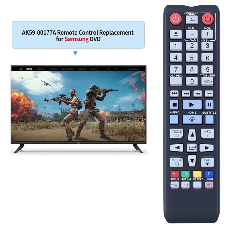 Controle Remoto para Reprodutor de Blu-Ray da Samsung AK59-00177A, Alimentado por Bateria, Controle Sem Fio por Infravermelho