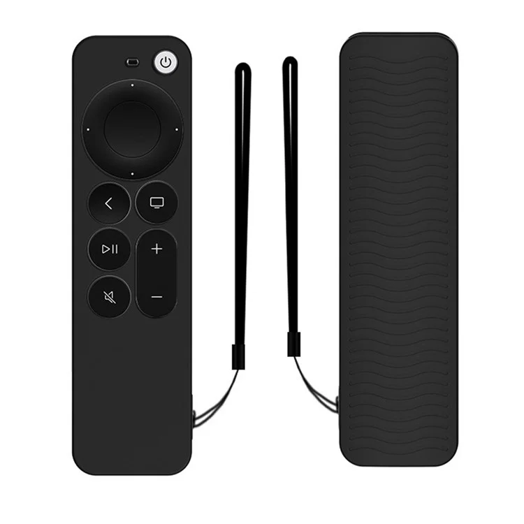 Funda protectora de silicona suave y resistente a los arañazos para el mando a distancia del Apple TV Siri 4K de 6.ª generación 2021 - Negro