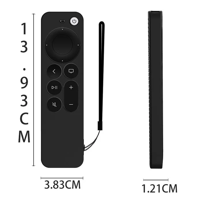 Funda protectora de silicona suave y resistente a los arañazos para el mando a distancia del Apple TV Siri 4K de 6.ª generación 2021 - Negro
