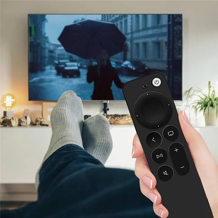 Funda protectora de silicona suave y resistente a los arañazos para el mando a distancia del Apple TV Siri 4K de 6.ª generación 2021 - Negro