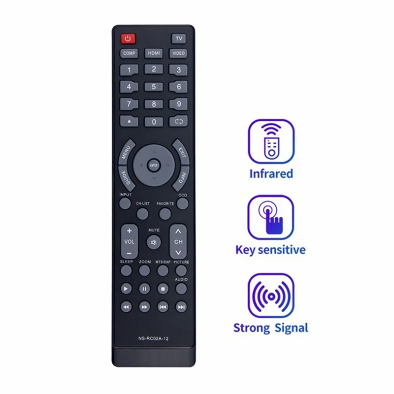 NS-RC02A-12 For Insignia TV Infrared Remote Control Ergonomic Television Controller