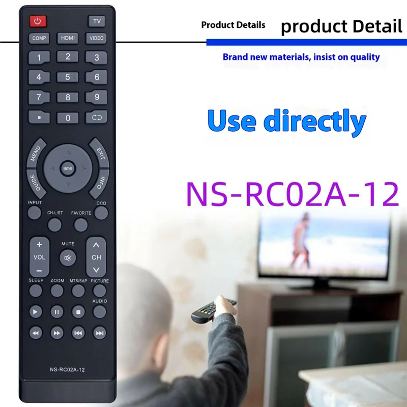 NS-RC02A-12 For Insignia TV Infrared Remote Control Ergonomic Television Controller
