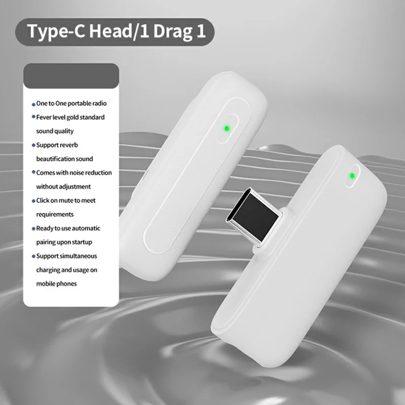 M6 Wireless Lavalier Microphone Vlog Video Recording AI Noise Reduction Live Streaming Mic, 1 Microphone + 1 Receiver - White