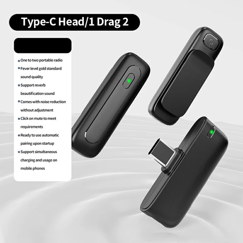 M6 Wireless Lavalier Microphone Vlog Video Recording AI Noise Reduction Live Streaming Mic, 2 Microphone + 1 Receiver - Black