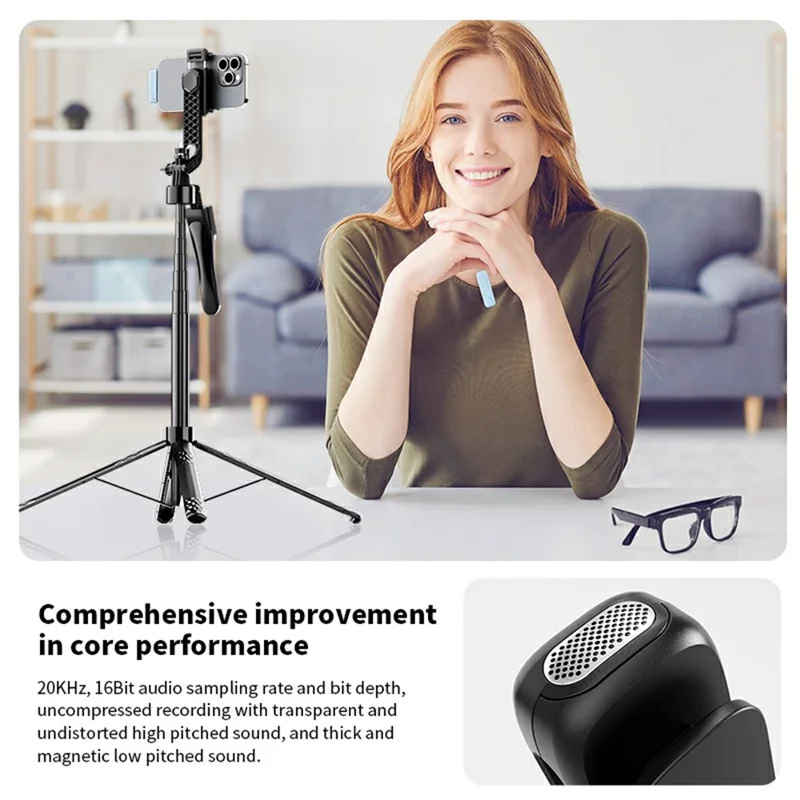 M6 Wireless Lavalier Microphone Vlog Video Recording AI Noise Reduction Live Streaming Mic, 2 Microphone + 1 Receiver - Black