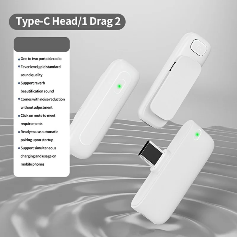 M6 Wireless Lavalier Microphone Vlog Video Recording AI Noise Reduction Live Streaming Mic, 2 Microphone + 1 Receiver - White