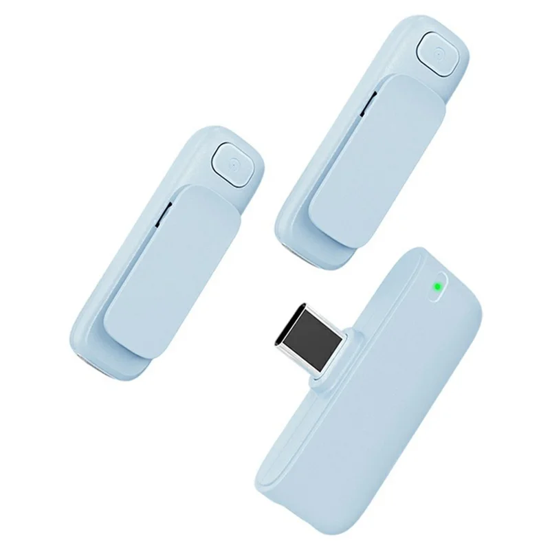 Draadloze M6 reversmicrofoon voor vloggen, video-opnames, geluidsisolatie en live streamen, 2 microfoons + 1 ontvanger - Blauw