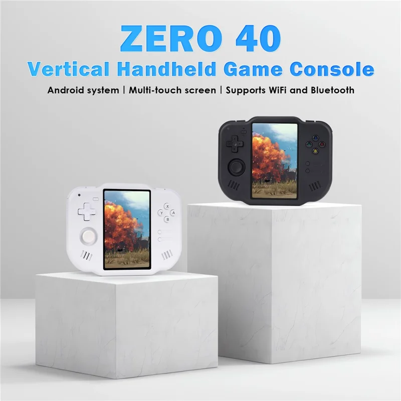 AMPOWN Mini Zero 40 Console per Giochi Portatile Android da 4 Pollici a 64 Bit, Dispositivo Retrò per Videogiochi Classici con Scheda TF da 64GB - Nero
