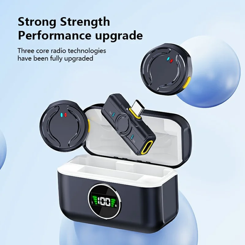 Q81 Mini Wireless Lavalier Microphone Set Smartphone Dual Mic System with Charging Case, 2 Transmitter + 1 Receiver - Type-C Receiver
