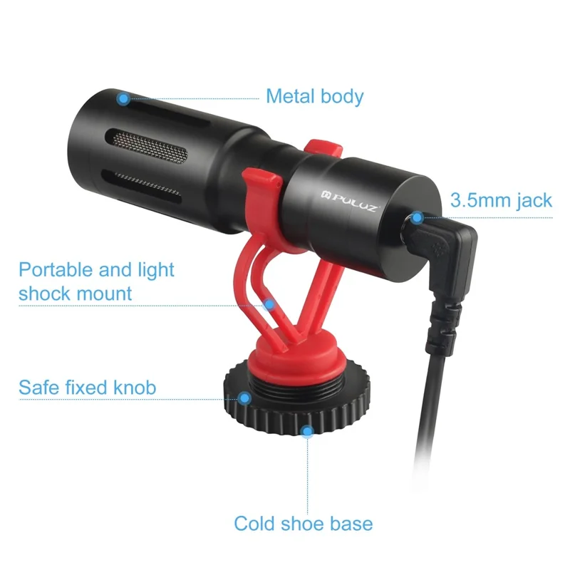 PULUZ PU3044 Professional 3.5mm Interview Microphone Smartphone Camera Filming Mic