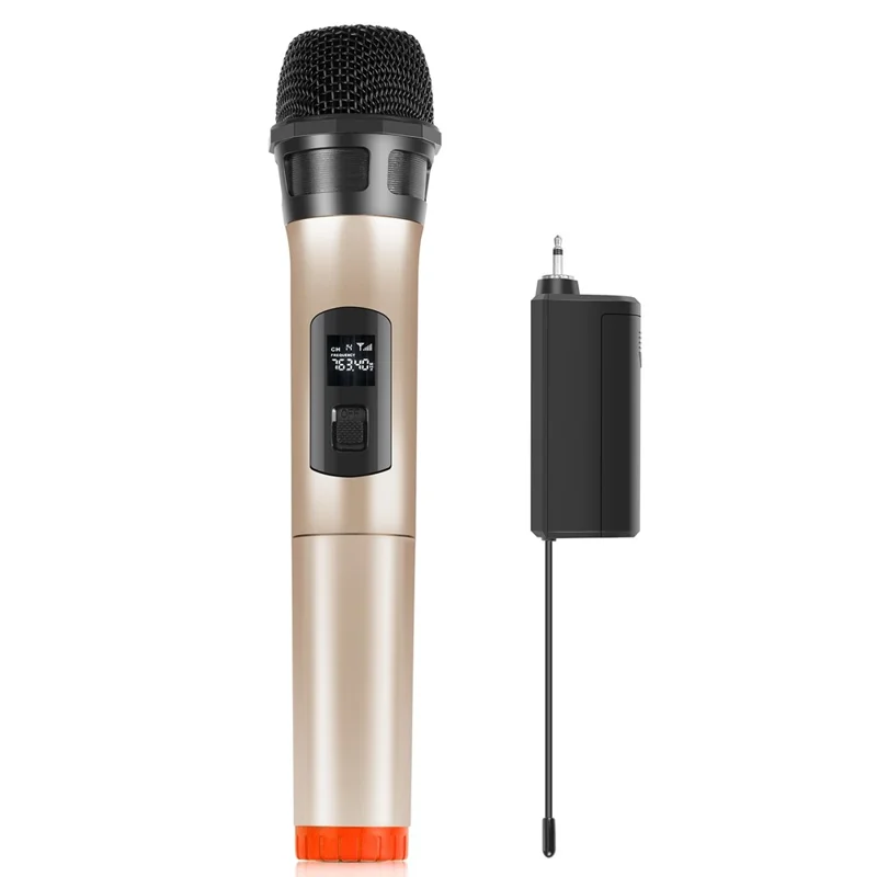 PULUZ PU628 UHF Wireless Dynamic Microphone with LED Display for Stage Performance / Speech / Church - Gold
