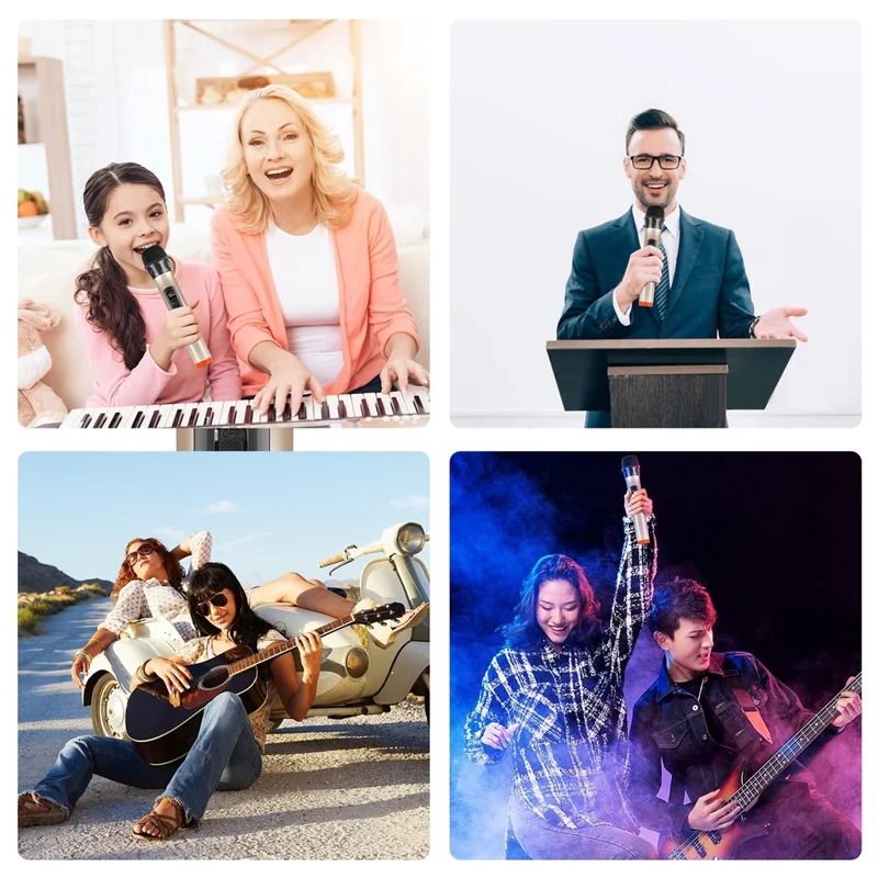 PULUZ PU628 UHF Wireless Dynamic Microphone with LED Display for Stage Performance / Speech / Church - Gold