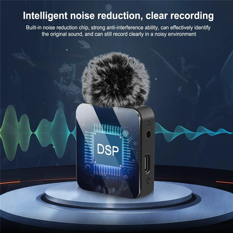 PULUZ PU645B Clip On Mic with 8 Pin Receiver 2.4G Low Latency ENC Noise Reduction Wireless Lavalier Microphone