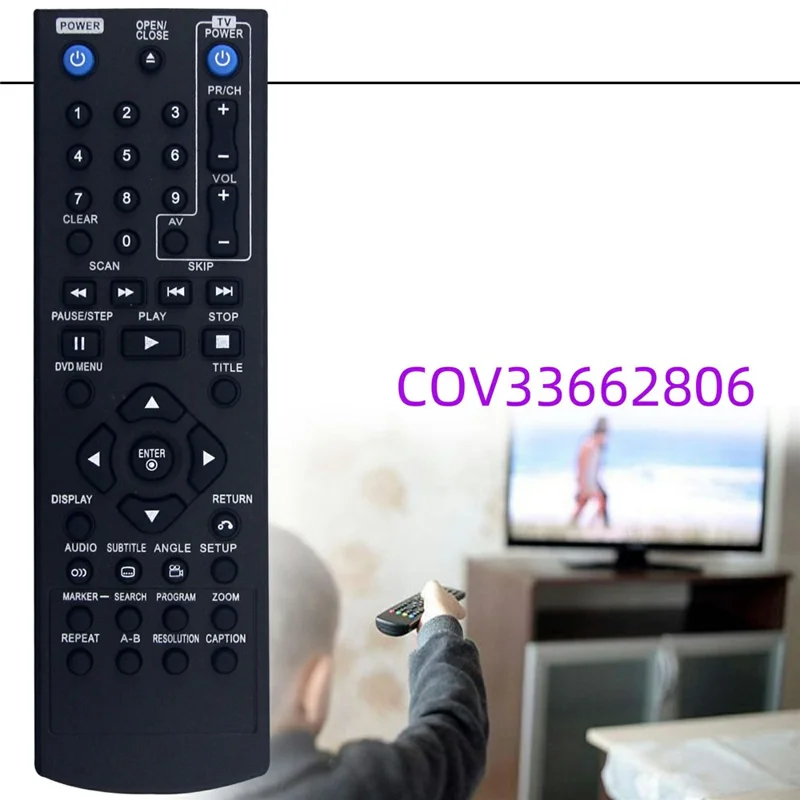 Télécommande infrarouge ergonomique de remplacement pour lecteur DVD LG COV33662806